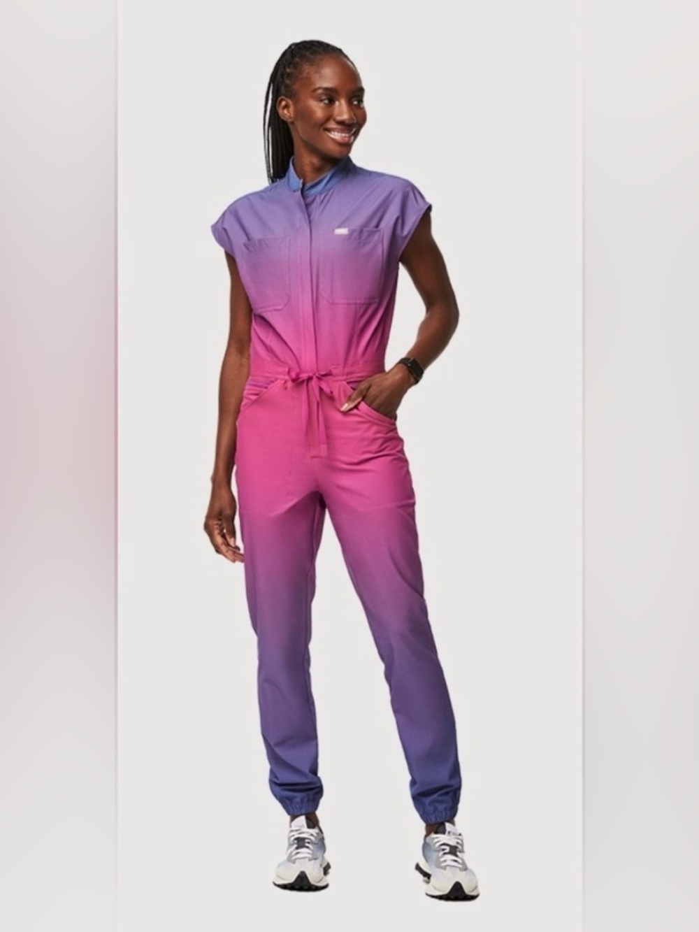 FIGS Pink to Purple Ombre Sleeveless Utility Jumpsuit